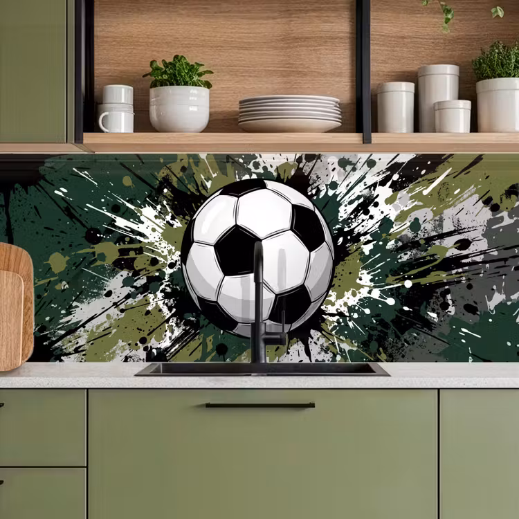 Spatscherm keuken - Voetbal - Verf - Spetters - Groen — 7