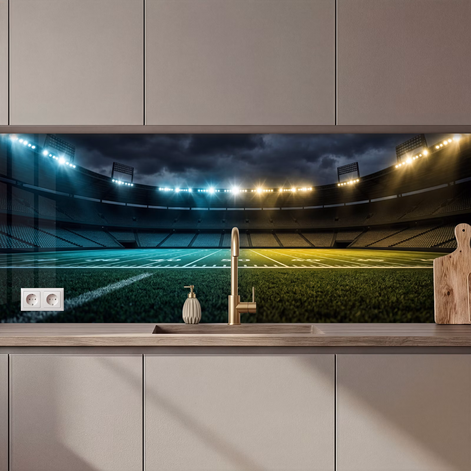 Spatscherm keuken - Voetbal - Stadion - Nacht - Modern — 1