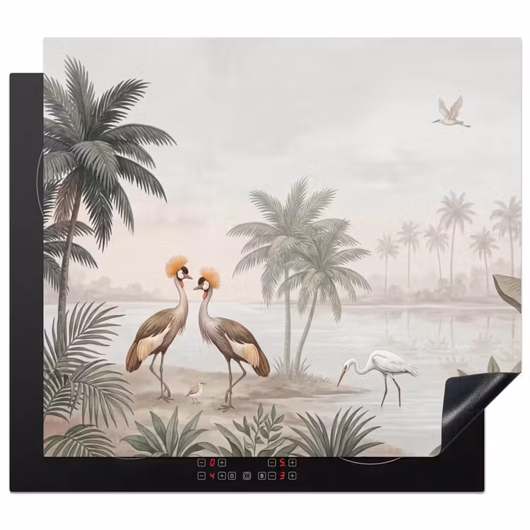 Inductie beschermer - Kraanvogels - Palmbomen - Tropisch — 1
