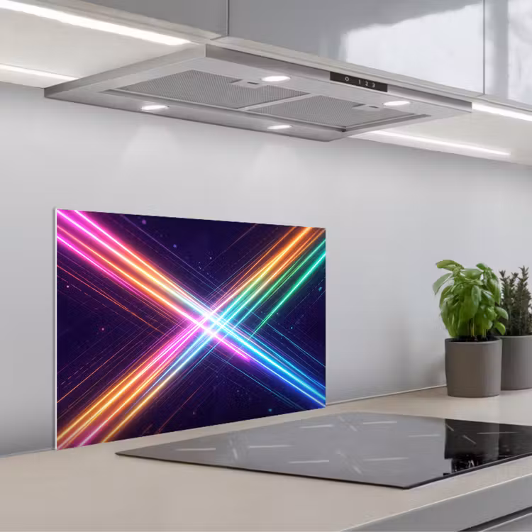 Spatscherm keuken - Kruisen - Lasterstralen - Neon — 1