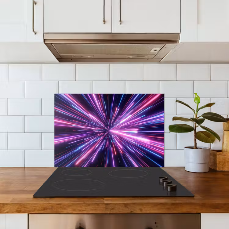 Spatscherm keuken - Lichtsnelheid - Ruimte - Roze - Paars — 3