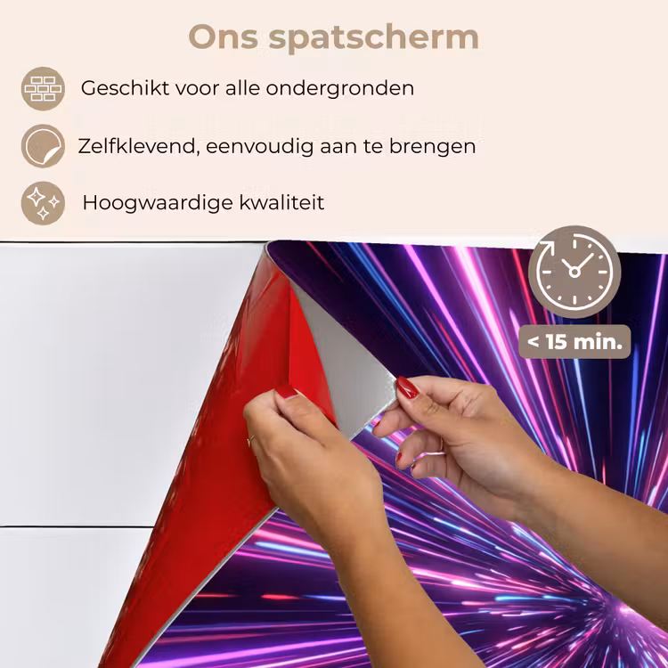 Spatscherm keuken - Lichtsnelheid - Ruimte - Roze - Paars — 4