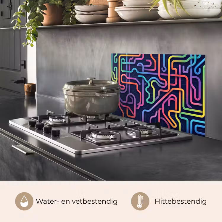 Spatscherm keuken - Retro - Abstract - Neon — 2