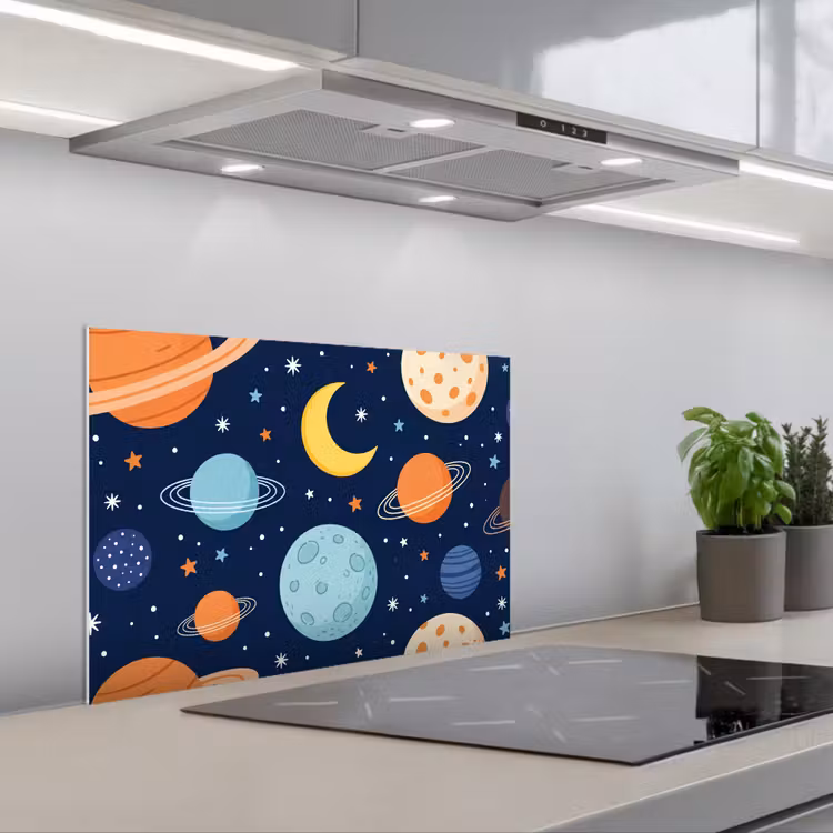 Spatscherm keuken - Ruimte - Planeten - Kleurrijk — 1