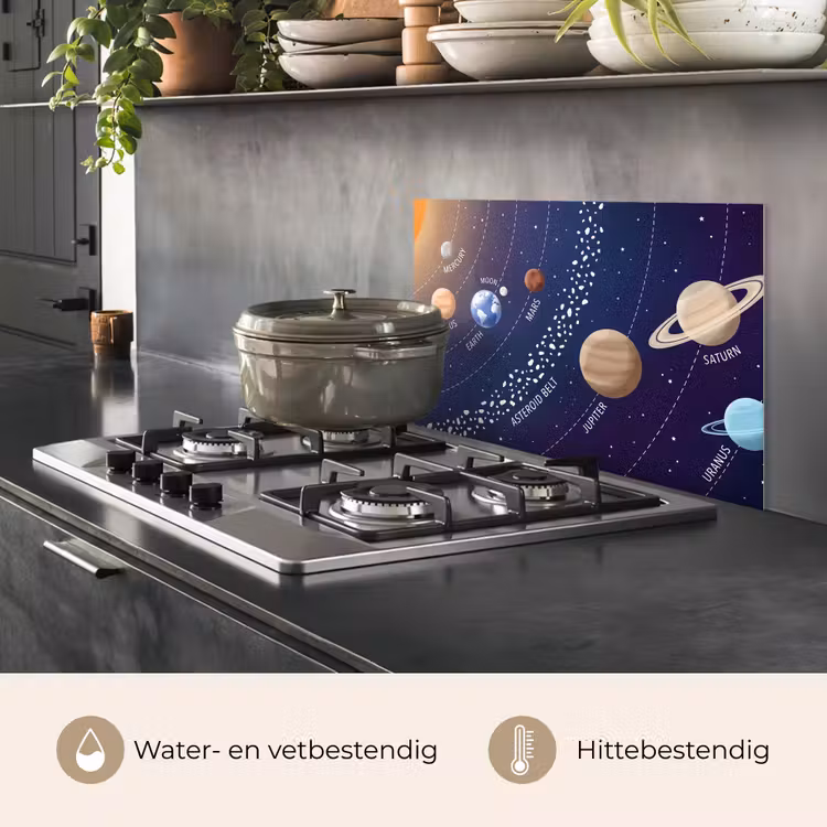 Spatscherm keuken - Planetenstelsel - Ruimte - Illustratie — 2