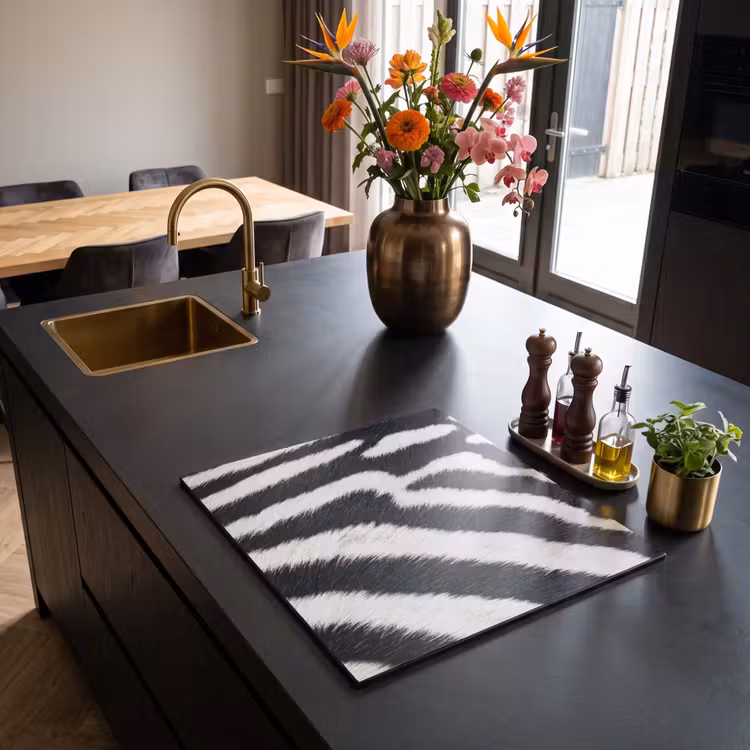 Inductie beschermer - Zebra - Vacht - Klassiek - Zwart - Wit — 2