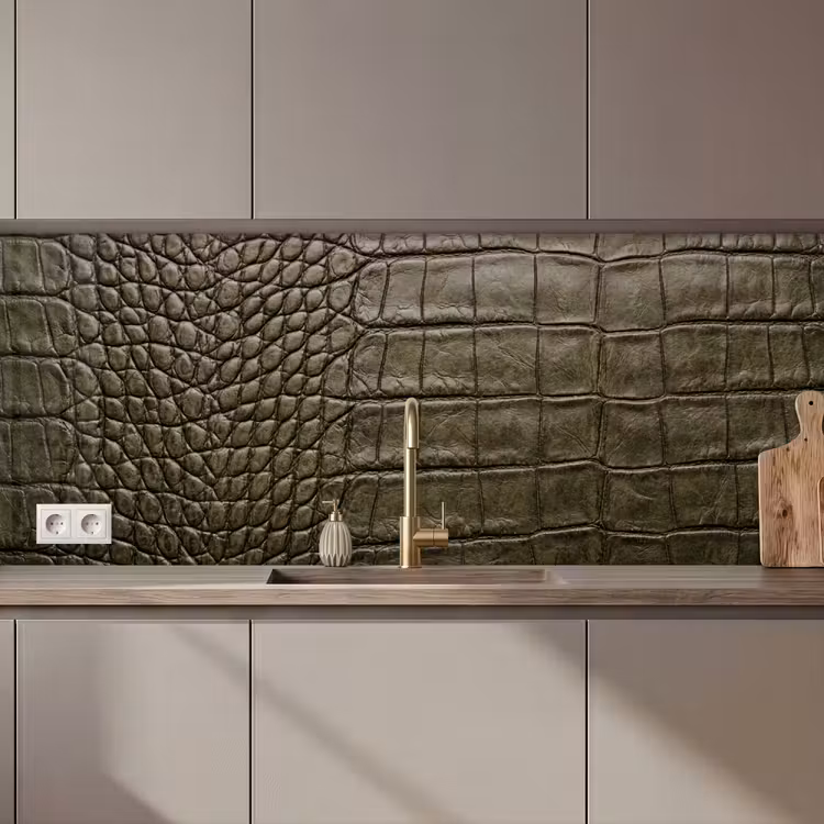 Keuken achterwand - Krokodillenleer - Structuur - Groen — 1