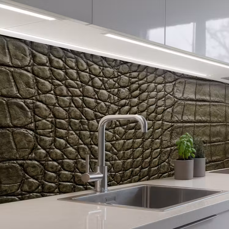 Keuken achterwand - Krokodillenleer - Structuur - Groen — 2