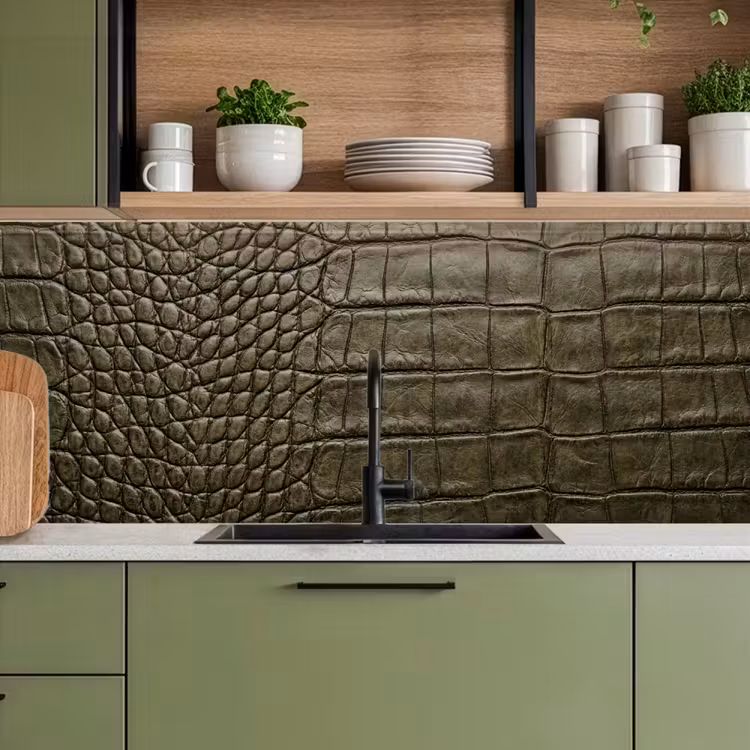 Keuken achterwand - Krokodillenleer - Structuur - Groen — 7