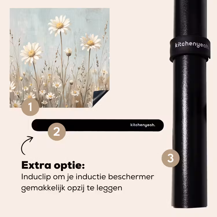 Inductie beschermer - Madelief - Illustratie - Wit — 8