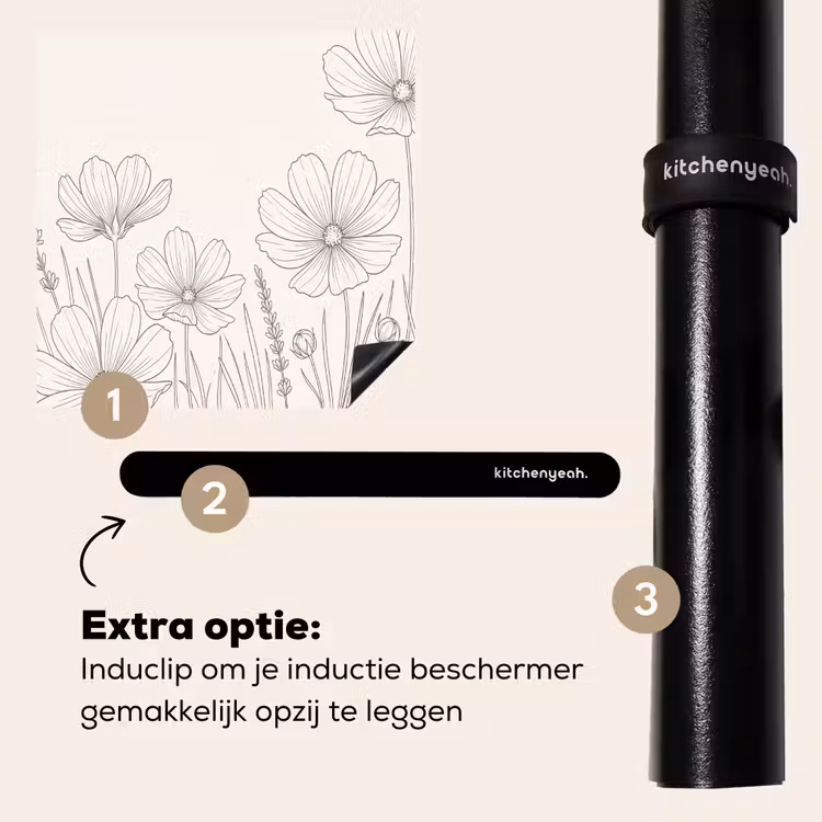 Inductie beschermer - Minimalistisch - Modern - Bloemen - Beige — 8