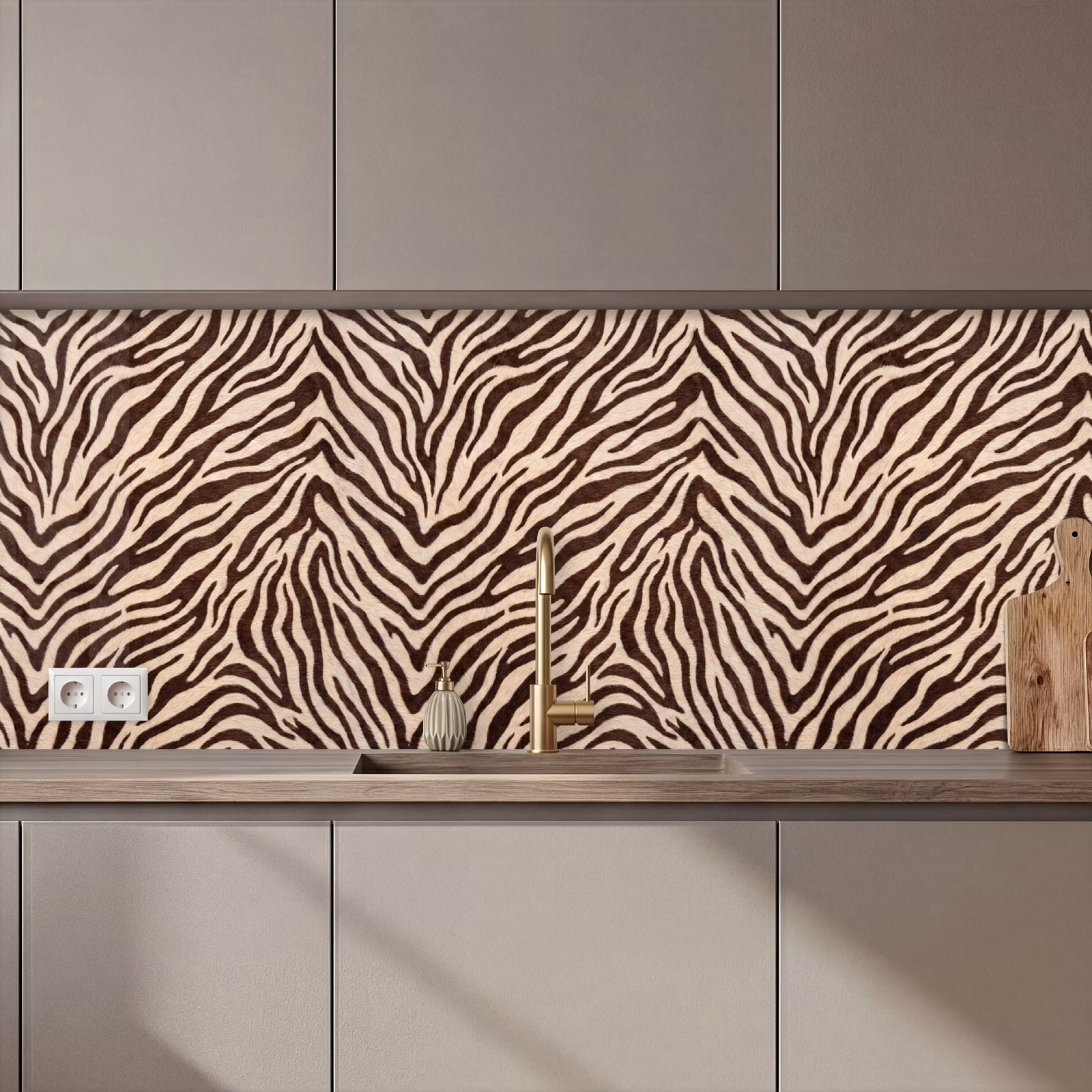 Keuken achterwand - Zebra - Strepen - Bruin — 1