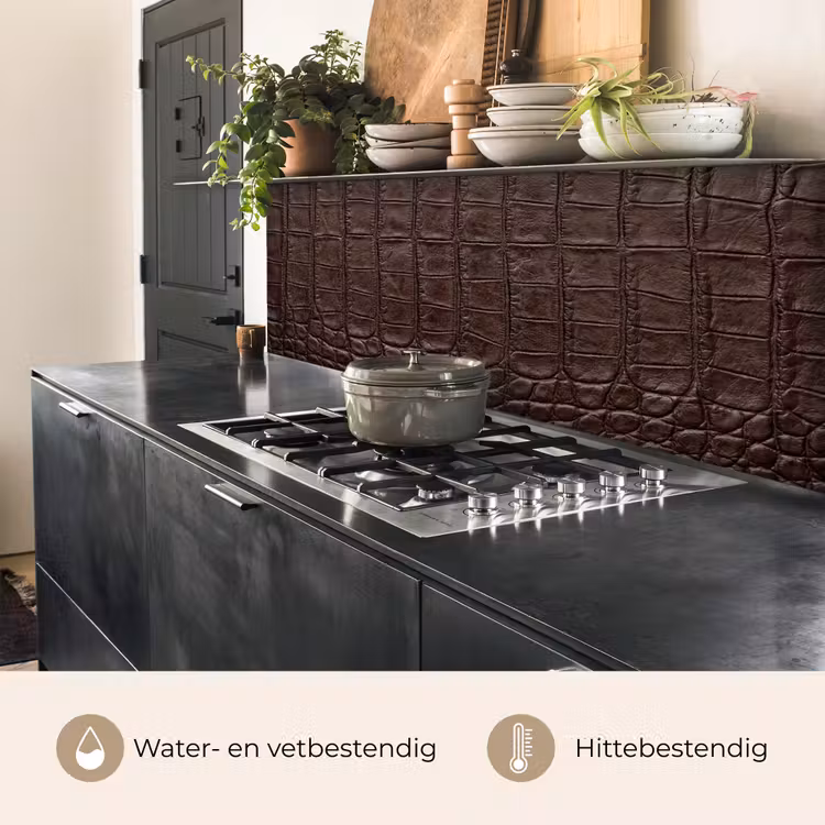 Keuken achterwand - Krokodil - Leer - Bruin — 5