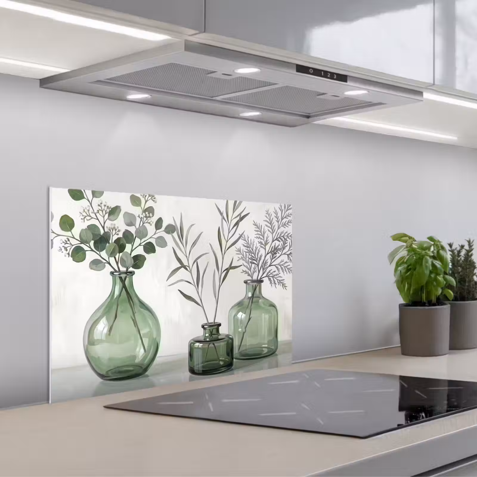 Spatscherm keuken - Vazen - Bladeren - Groen — 1