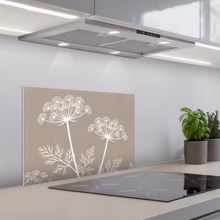 Spatscherm keuken - Grafisch - Fluitenkruid - Taupe — 1