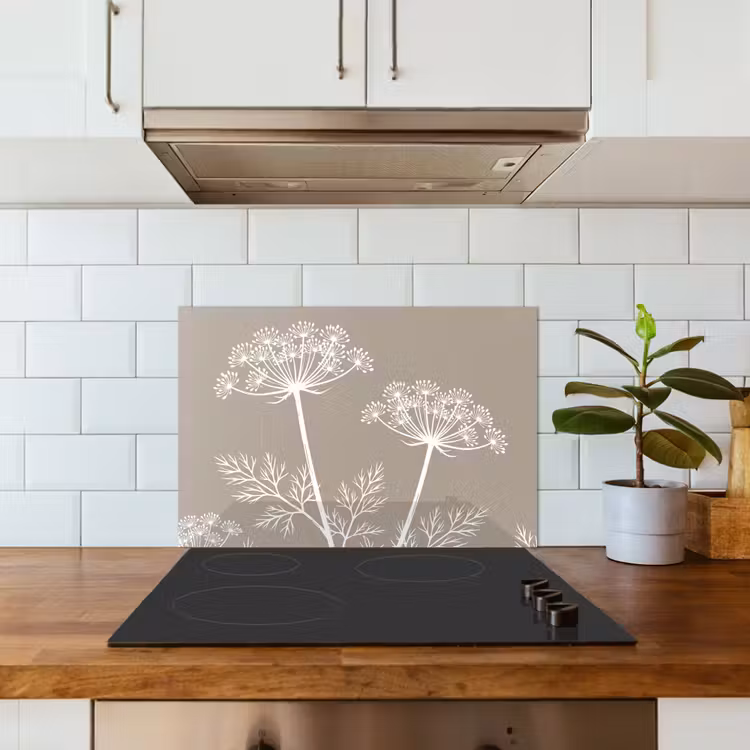 Spatscherm keuken - Grafisch - Fluitenkruid - Taupe — 3