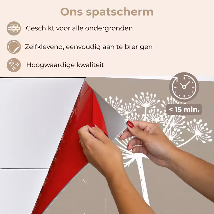 Spatscherm keuken - Grafisch - Fluitenkruid - Taupe — 4