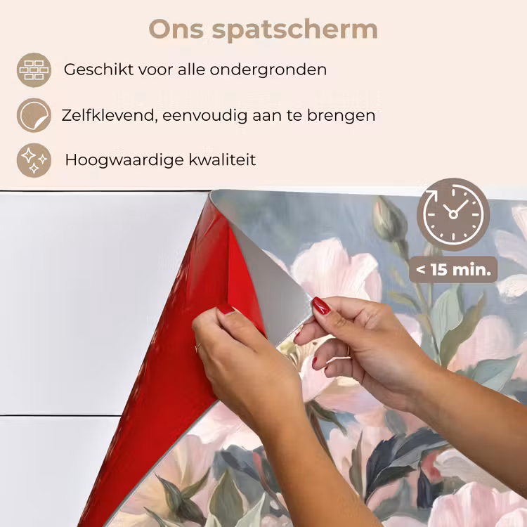Spatscherm keuken - Rozen - Illustratie - Roze — 4