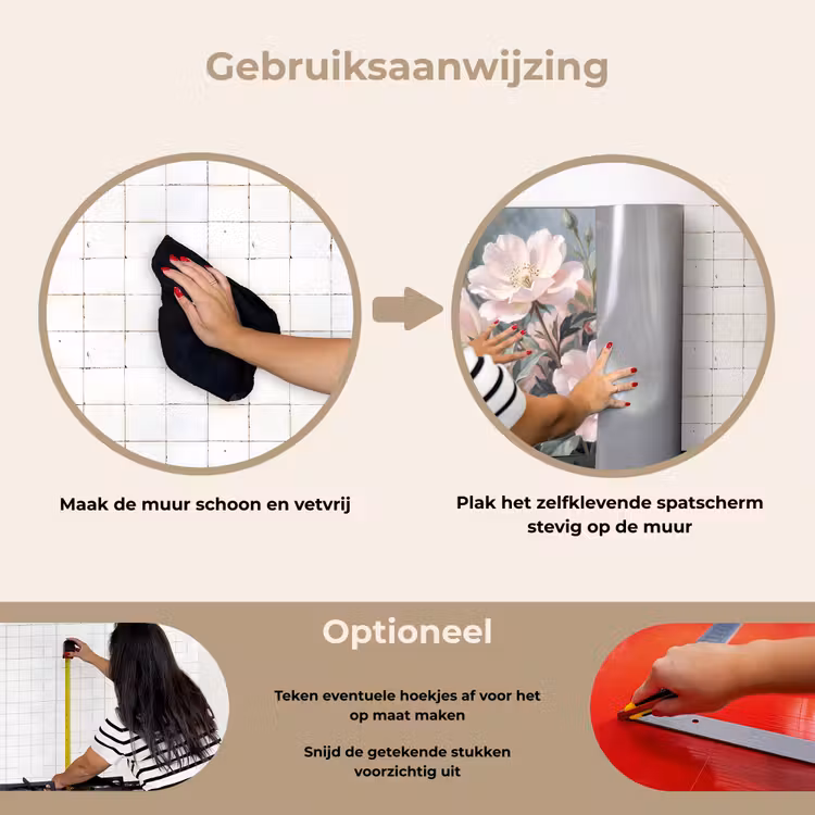 Spatscherm keuken - Rozen - Illustratie - Roze — 6