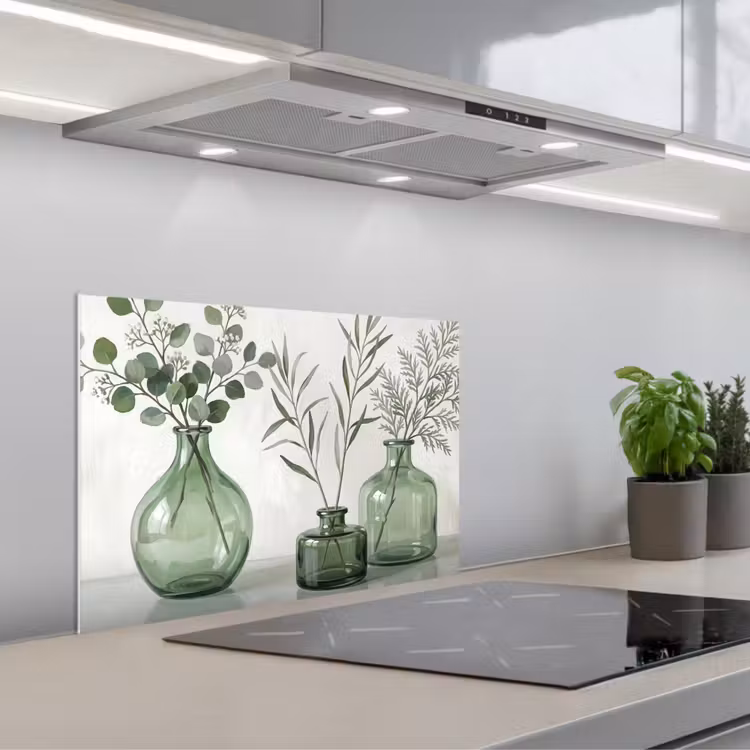Spatscherm keuken - Vazen - Bladeren - Groen — 1