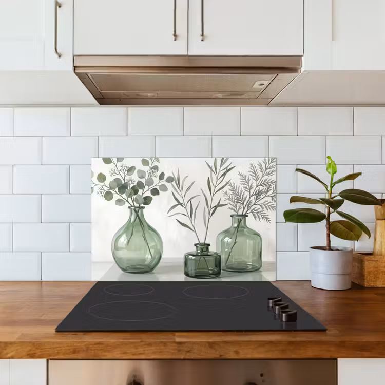 Spatscherm keuken - Vazen - Bladeren - Groen — 3