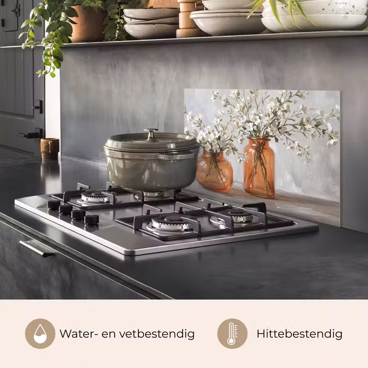 Spatscherm keuken - Vazen - Bloemen - Oranje — 2