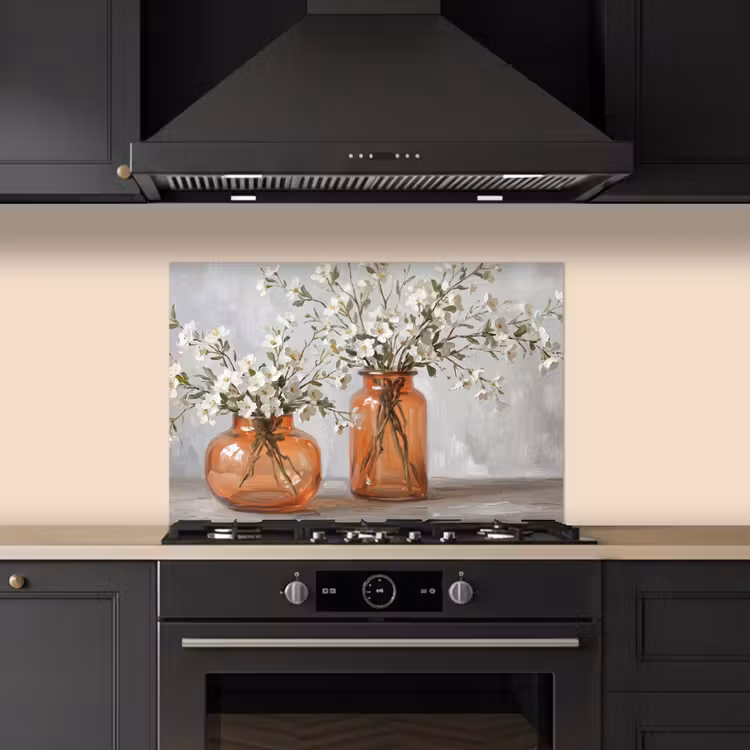 Spatscherm keuken - Vazen - Bloemen - Oranje — 5