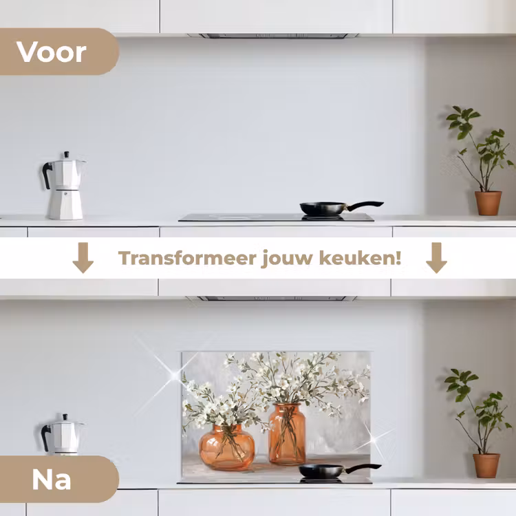 Spatscherm keuken - Vazen - Bloemen - Oranje — 7