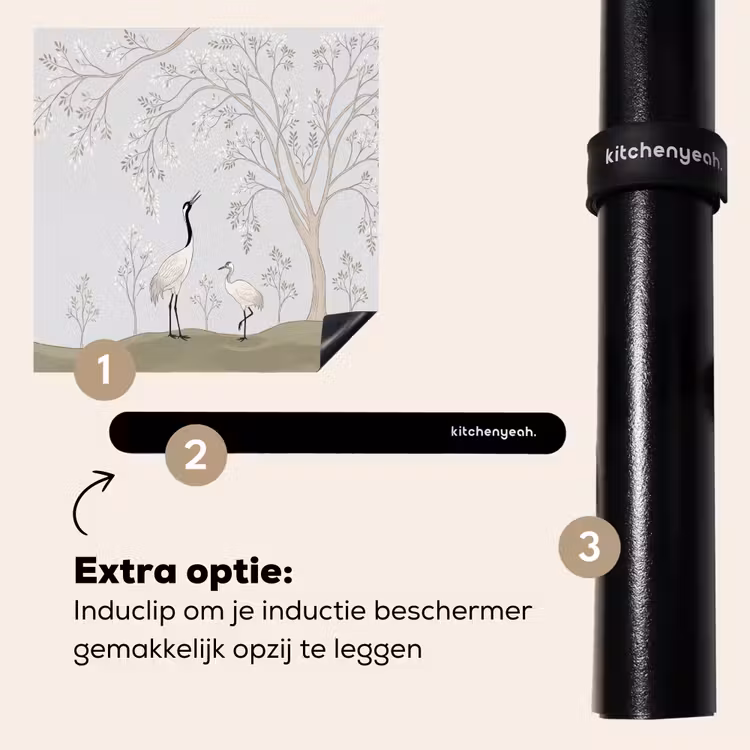 Inductie beschermer - Minimalistisch - Kraanvogels - Blauw — 8