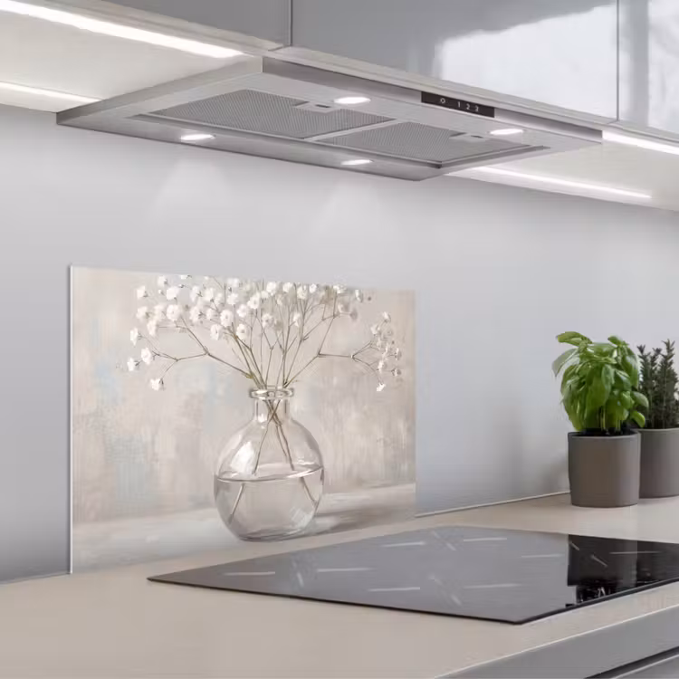 Spatscherm keuken - Gipskruid - Vaas - Wit — 1