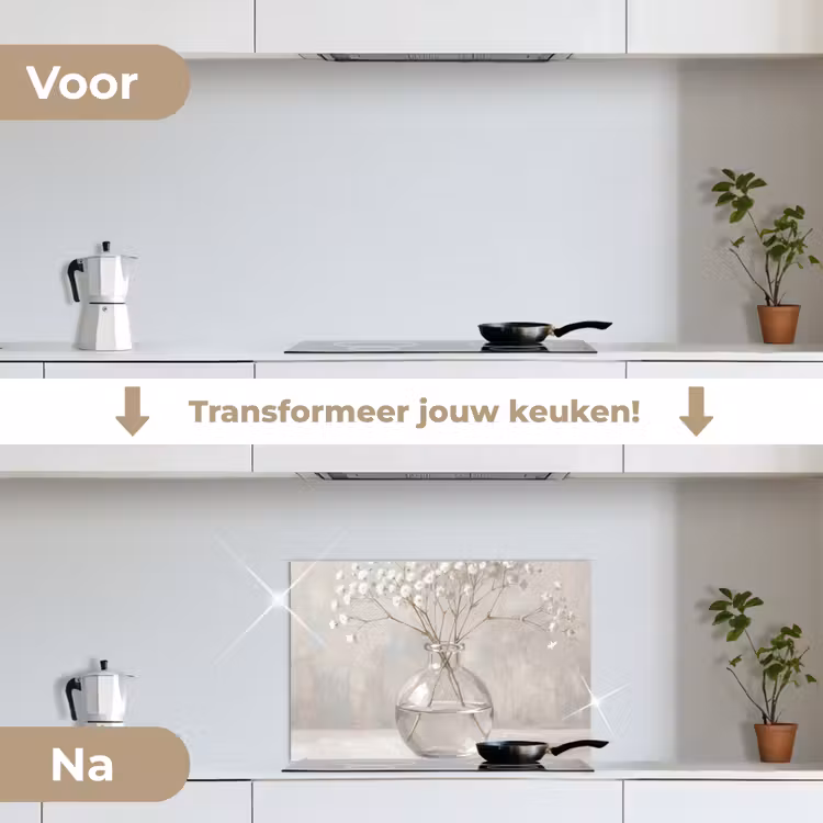Spatscherm keuken - Gipskruid - Vaas - Wit — 7