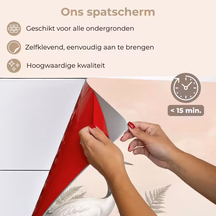 Spatscherm keuken - Kraanvogels - Natuur - Roze — 4