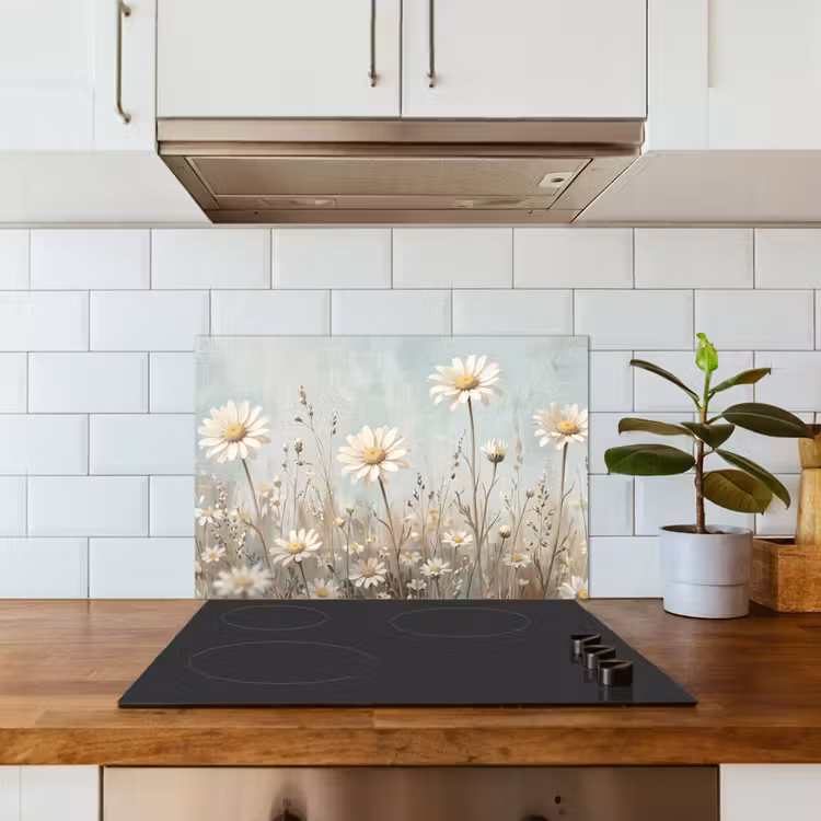 Spatscherm keuken - Madelief - Illustratie - Wit — 3
