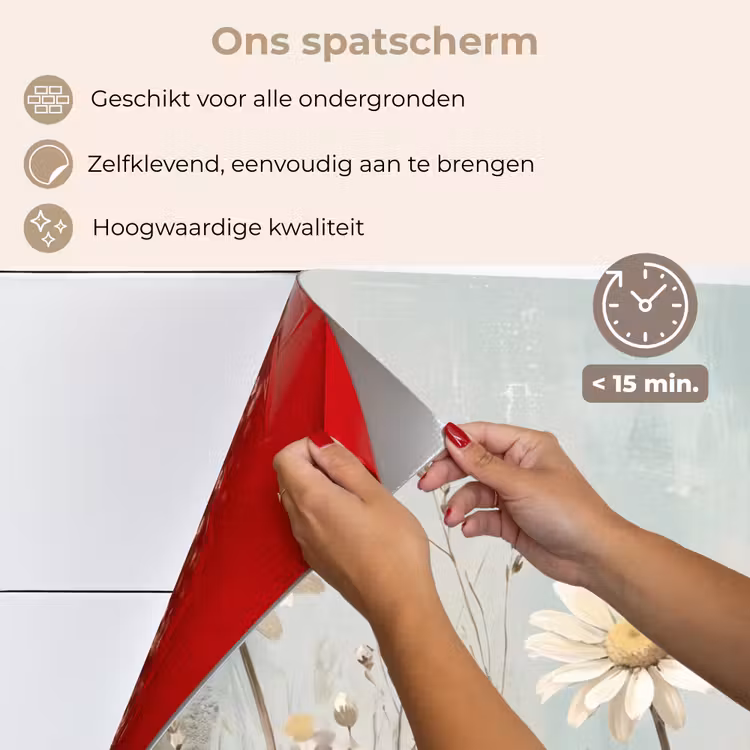 Spatscherm keuken - Madelief - Illustratie - Wit — 4
