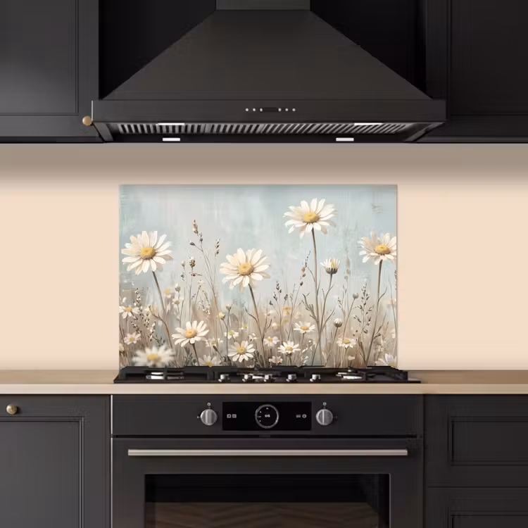 Spatscherm keuken - Madelief - Illustratie - Wit — 5