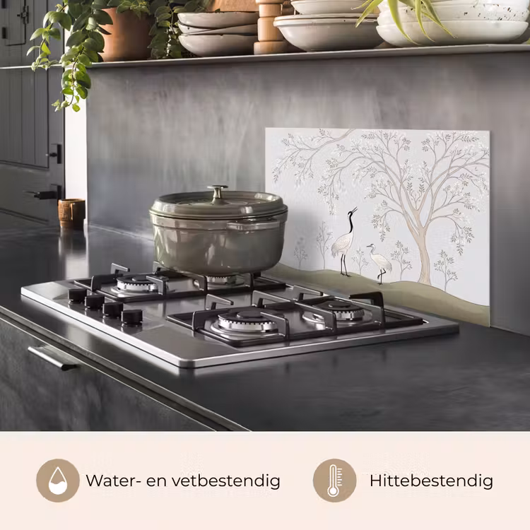 Spatscherm keuken - Minimalistisch - Kraanvogels - Blauw — 2