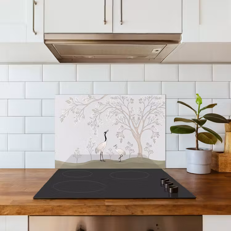 Spatscherm keuken - Minimalistisch - Kraanvogels - Blauw — 3