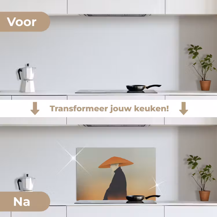 Spatscherm keuken - Minimalistisch - Silhouet - Oranje — 7