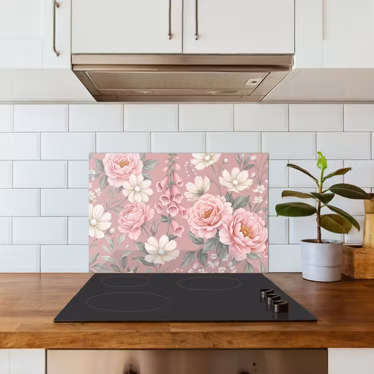 Spatscherm keuken - Pioenrozen - Vingerhoedskruid - Pink — 3