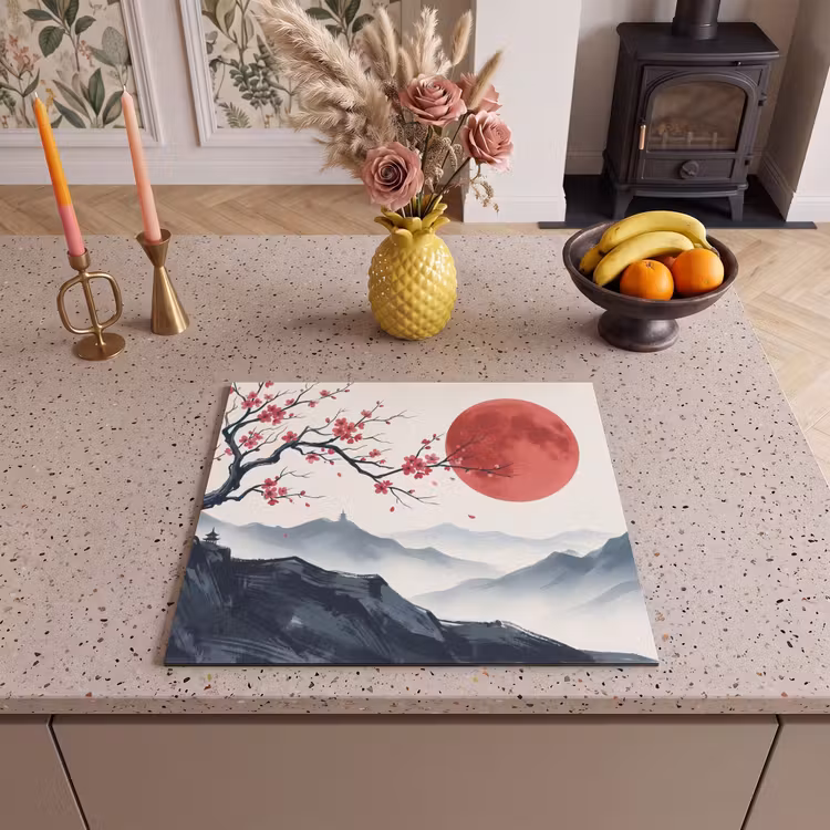 Inductie beschermer - Kersenbloesem - Oosters - Rood — 3