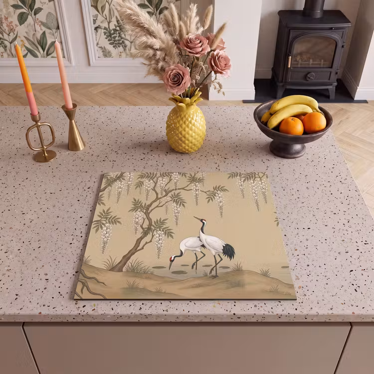 Inductie beschermer - Kraanvogels - Water - Beige — 3