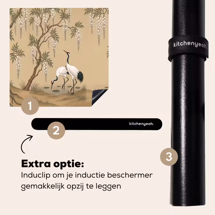 Inductie beschermer - Kraanvogels - Water - Beige — 8