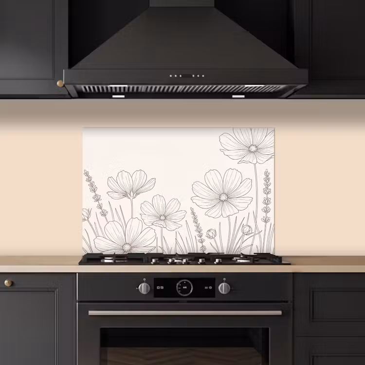 Spatscherm keuken - Minimalistisch - Modern - Bloemen - Beige — 5