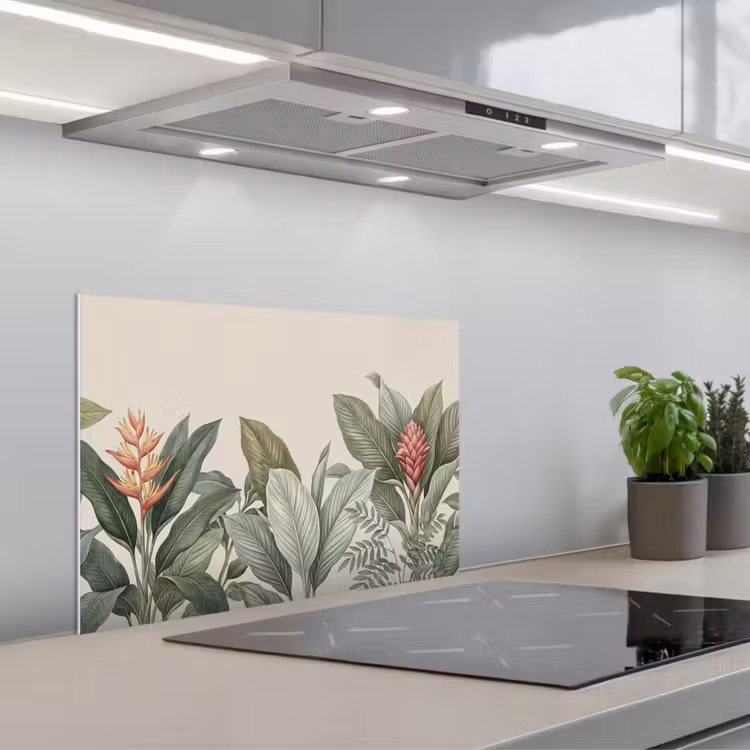 Spatscherm keuken - Tropisch - Planten - Modern - Groen — 1