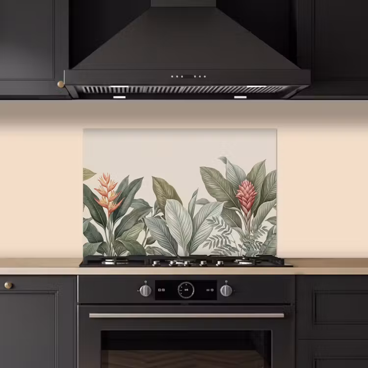 Spatscherm keuken - Tropisch - Planten - Modern - Groen — 5