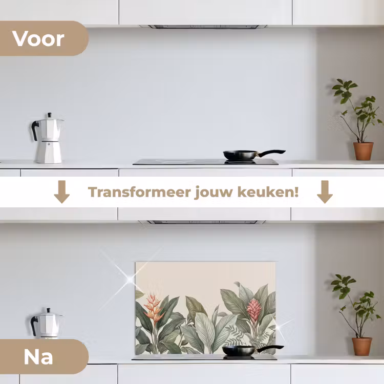 Spatscherm keuken - Tropisch - Planten - Modern - Groen — 7