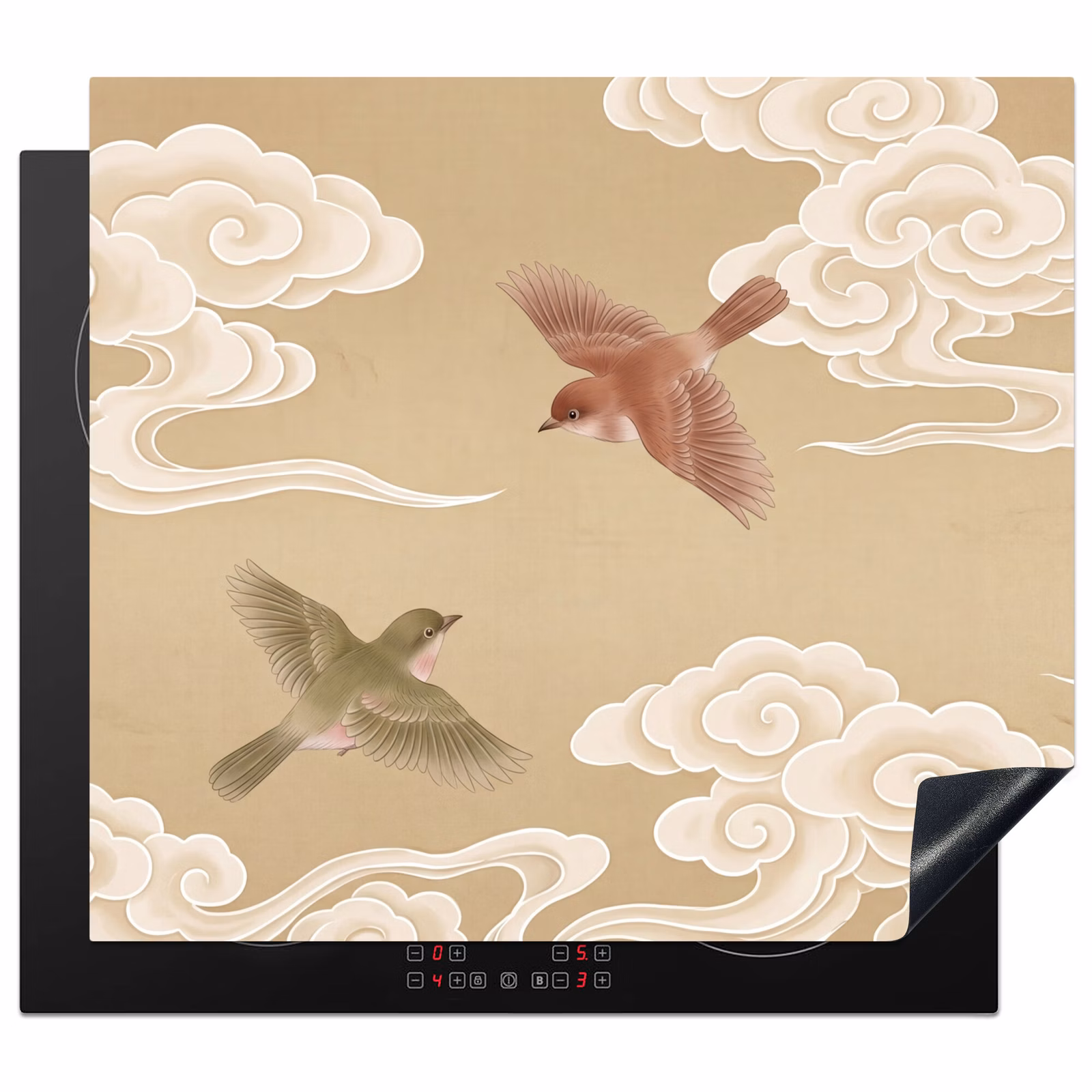 Inductie beschermer - Vogels - Vliegen - Beige — 1