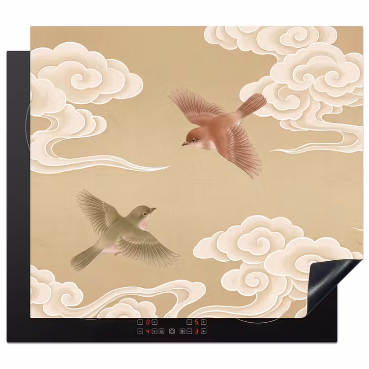 Inductie beschermer - Vogels - Vliegen - Beige — 1