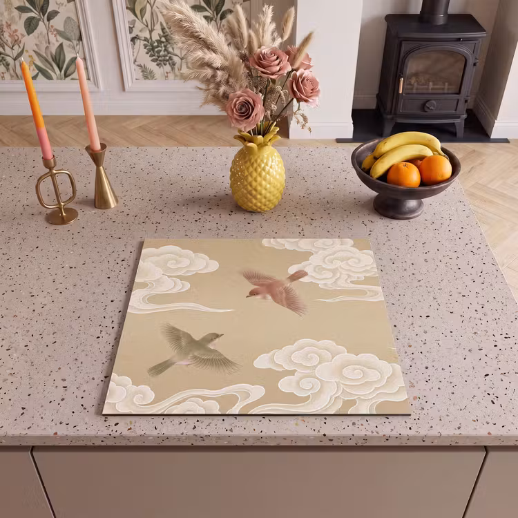 Inductie beschermer - Vogels - Vliegen - Beige — 3