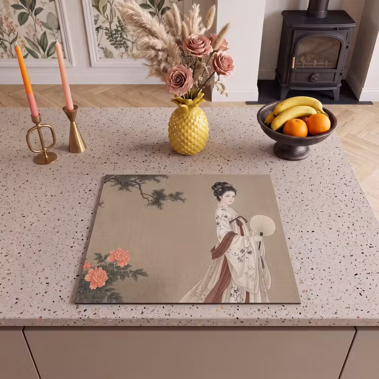Inductie beschermer - Vrouw - Azië - Kunst - Beige — 3